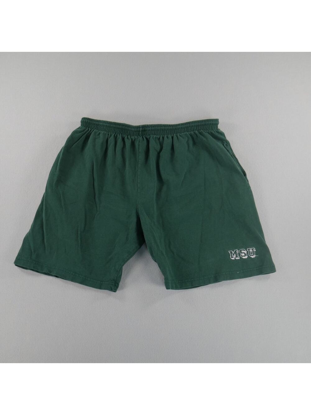 Vintage 90s Yocom Knitting Michigan State University Green Shorts Mens Size XL
